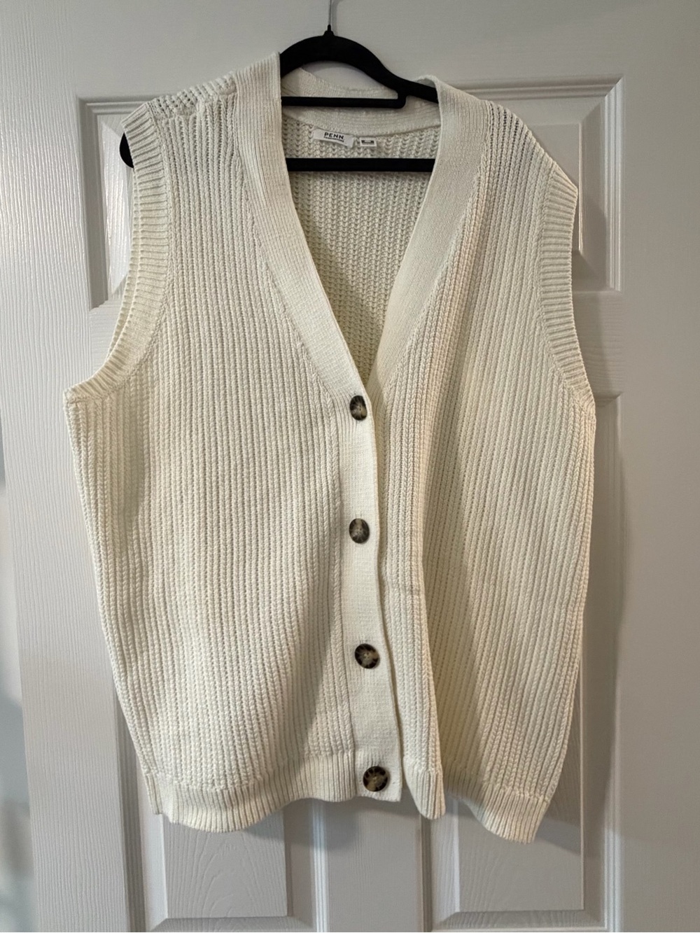 Penningtons Cream V-Neck Buttoned Knit Sweater Vest